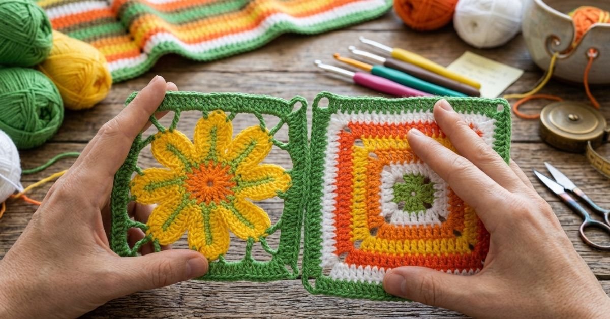 Come unire piastrelle all'uncinetto con ago il segreto per cuciture invisibili