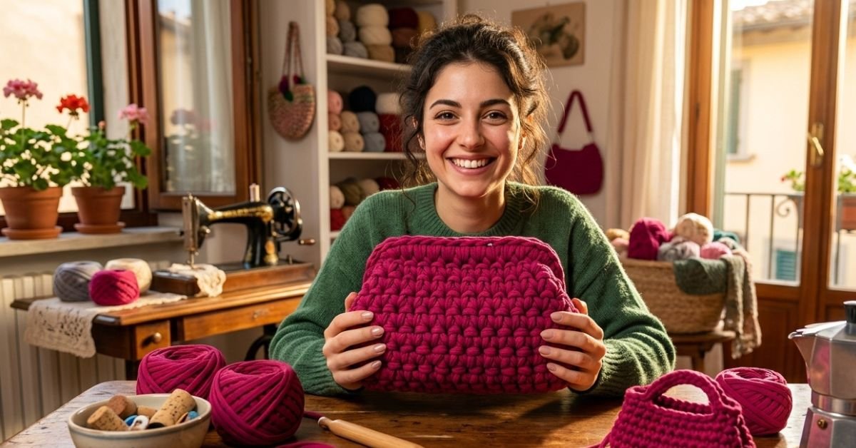 Borsa clutch uncinetto Donatella il segreto del punto a rovescio