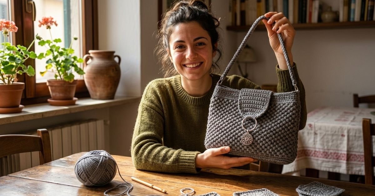 Borse all'uncinetto come creare il modello Bignè facile anche per principianti