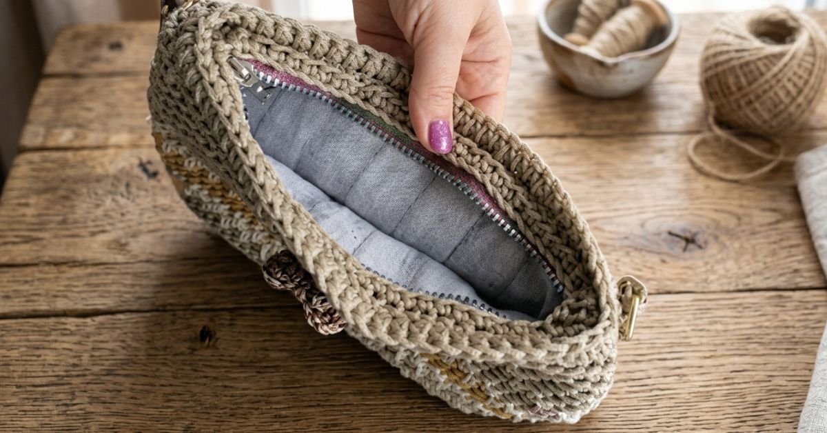 Come foderare una borsa all'uncinetto in 10 minuti e senza macchina da cucire