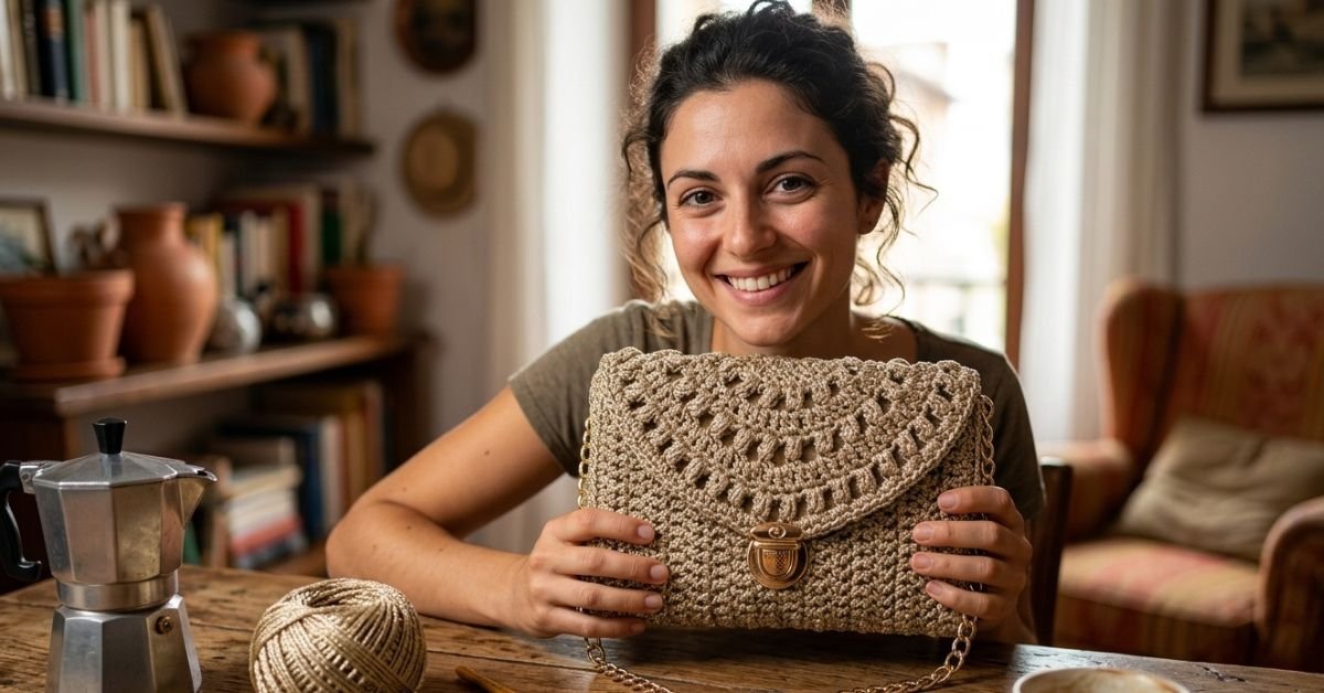 Tutorial borsa uncinetto facile crea il tuo modello Avril con il punto Puff e Lurex