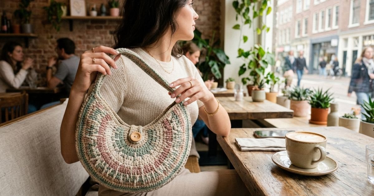 Borsa mezzaluna uncinetto tutorial segui il trend dellanno con questa forma geometrica