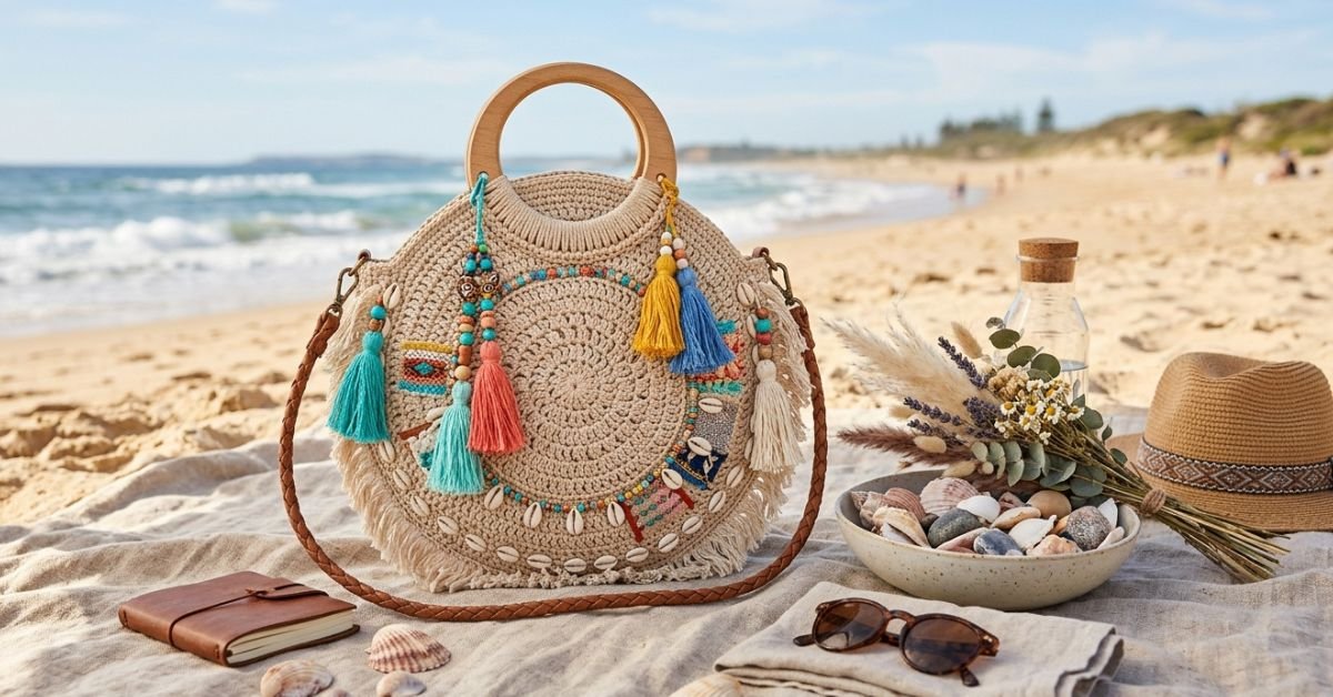 Borsa tonda uncinetto tutorial idee creative per decorare il modello a ruota dellestate