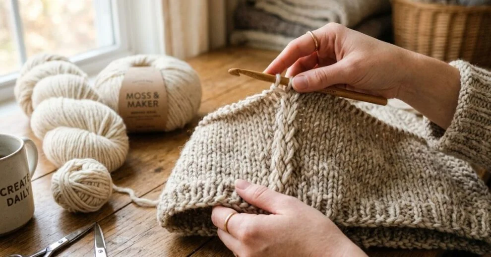 Come cucire una maglia ai ferri con uncinetto cuciture elastiche e resistenti per capi 990x518