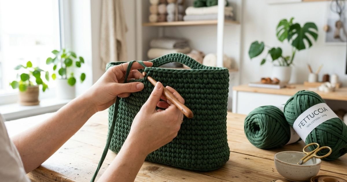 Tutorial borsa uncinetto con fettuccia schema passo dopo passo per una borsa super rigida