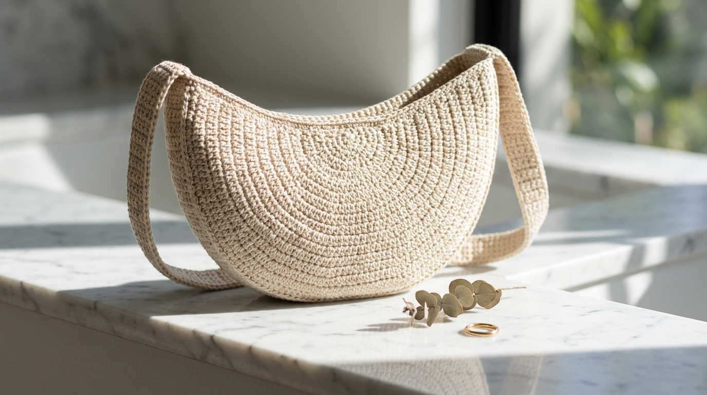 Borsa mezzaluna uncinetto tutorial: segui il trend dellanno con questa forma geometrica
