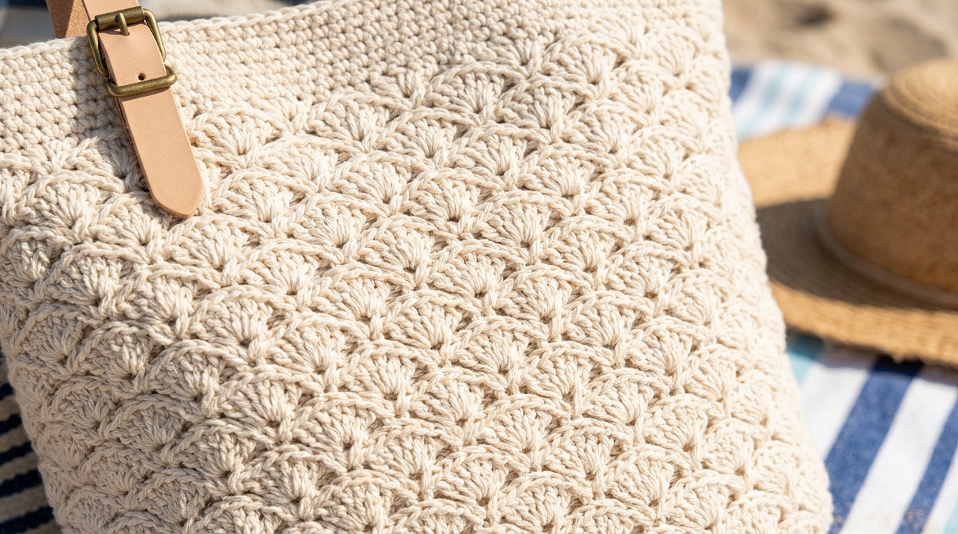 Borsa conchiglia uncinetto tutorial: il punto traforato perfetto per un look da spiaggia