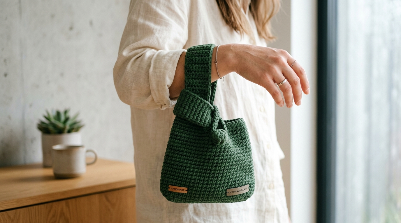 Borsa nodo giapponese uncinetto tutorial: lo schema per la borsa da polso minimal e pratica