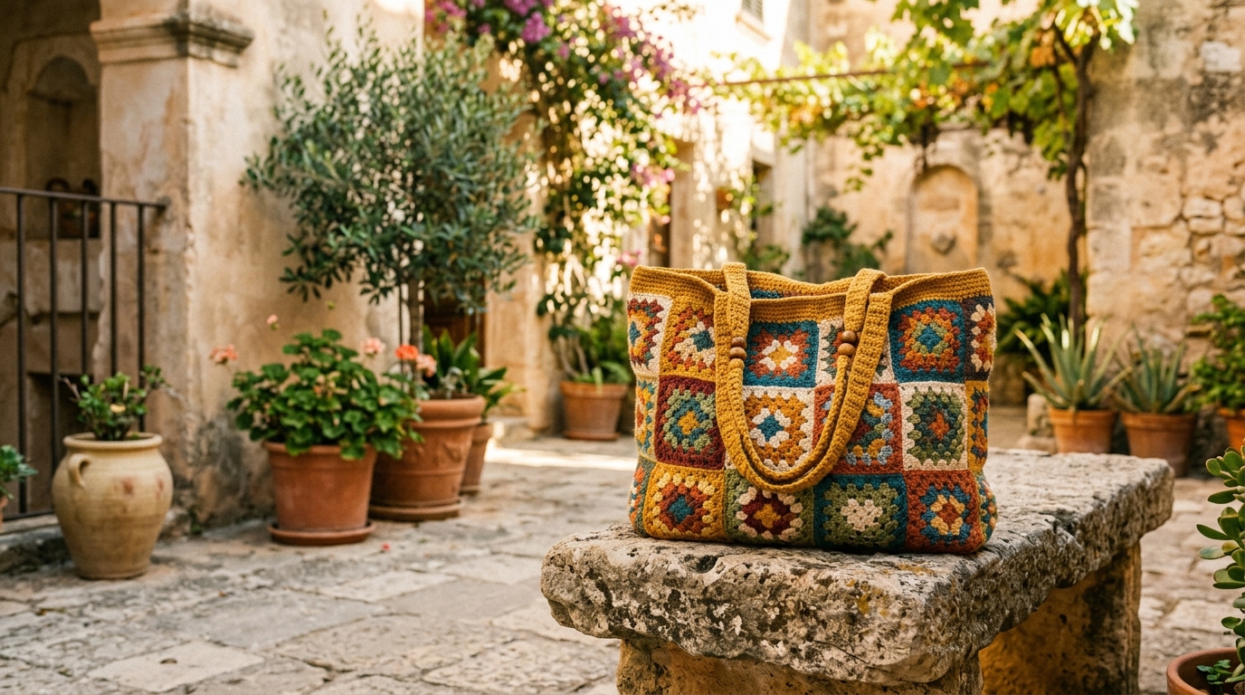 Borsa a mattonelle uncinetto tutorial: crea la tua borsa patchwork dallo stile rétro unico