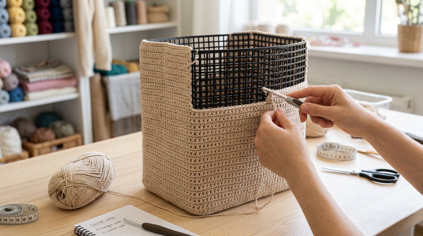 Tutorial borsa uncinetto con rete: usa la rete preformata per dare una struttura rigida top