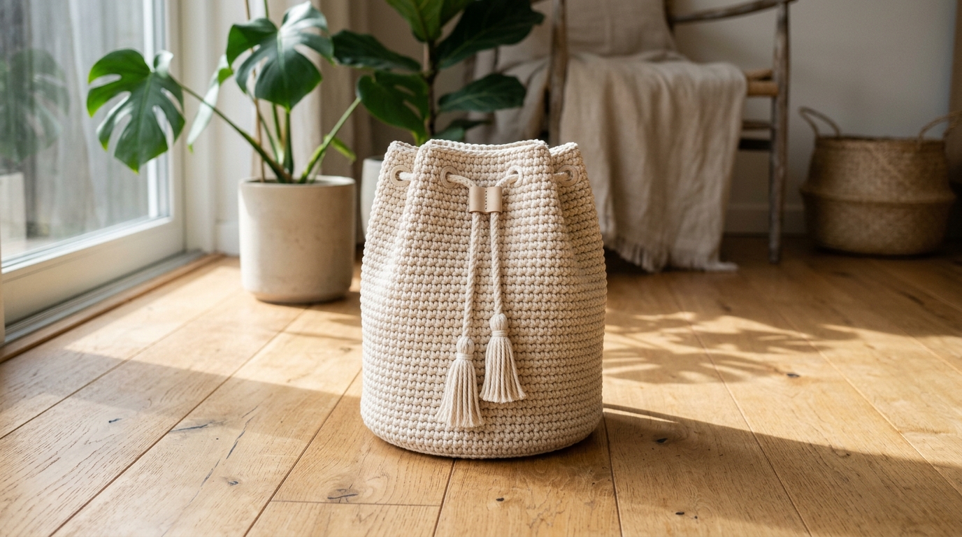 Borsa a secchiello uncinetto tutorial: crea il modello intramontabile con cordoncino chic